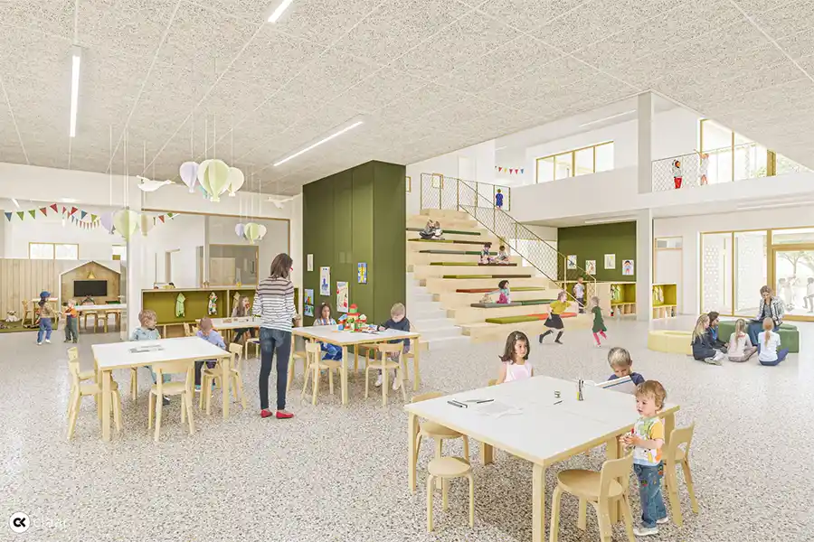 Symbolische eerste steen gelegd voor nieuwe schoolgebouwen in Lanaken - Atelier Claar